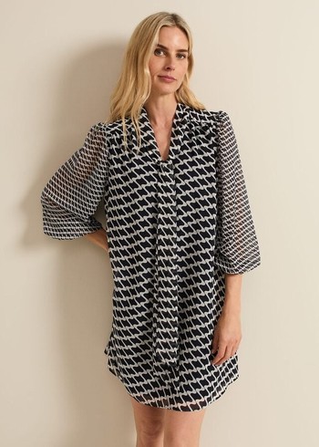 Phase Eight Suki Geo Tunic Dress Navy Canada | IZHAKJ-259